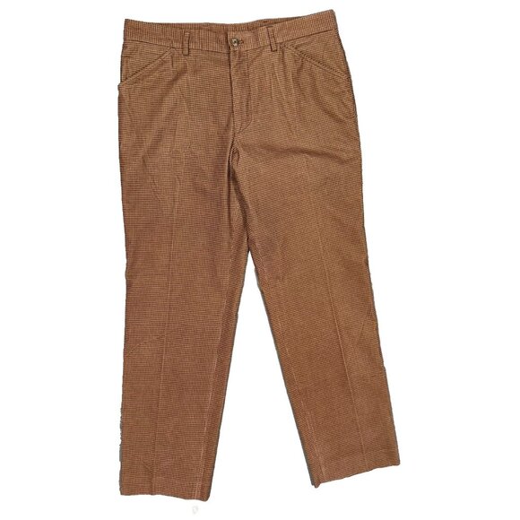 Hugo Boss Corduroy Pants Houndstooth Soft Brown "Newman" Stretch Cotton 36x32 - Picture 1 of 11